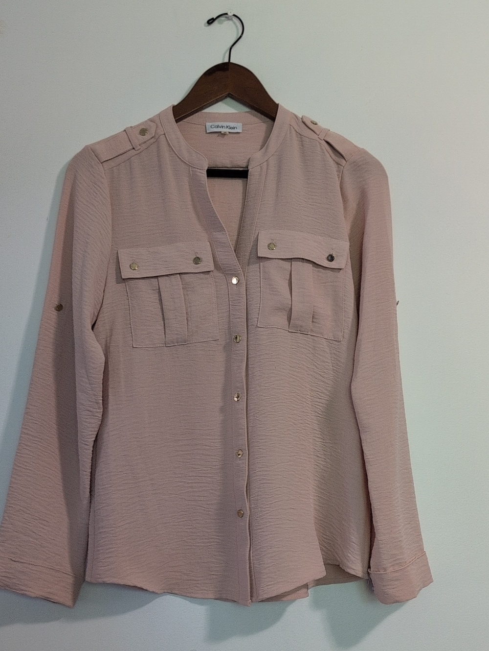 Calvin Klein Light Blush Button-Front Utility Shirt